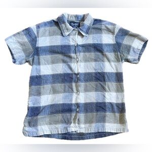 Women’s Angelique Made In Heaven Plaid Shirt Sz. Medium Blue Beige White Grunge
